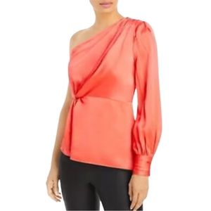 Cinq à Sept Stace One Shoulder Silk Top NWT D5